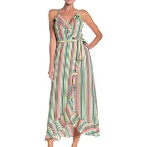 Love...Ady Stripe Ruffle striped multicolor Maxi Dress size M